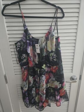 Express Floral Chiffon Shorts in Black, Purple, Green and Pink